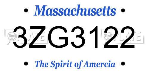 3ZG3122 Massachusetts License Plate