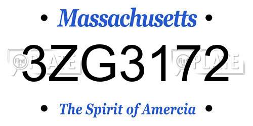 3ZG3172 Massachusetts License Plate