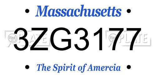 3ZG3177 Massachusetts License Plate