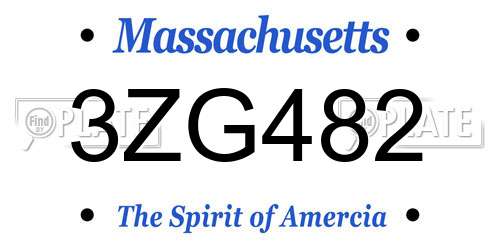 3ZG482 Massachusetts License Plate
