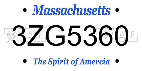 3ZG5360 Massachusetts License Plate