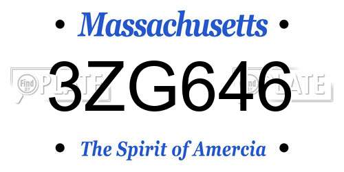 3ZG646 Massachusetts License Plate