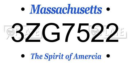 3ZG7522 Massachusetts License Plate