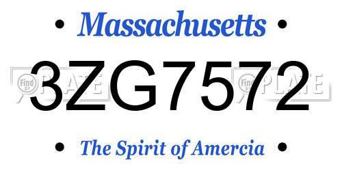 3ZG7572 Massachusetts License Plate