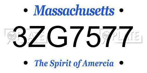 3ZG7577 Massachusetts License Plate