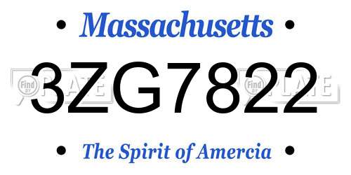 3ZG7822 Massachusetts License Plate