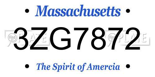 3ZG7872 Massachusetts License Plate