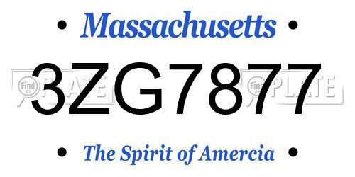 3ZG7877 Massachusetts License Plate