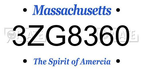 3ZG8360 Massachusetts License Plate