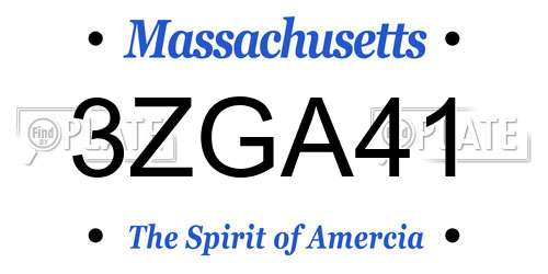 3ZGA41 Massachusetts License Plate