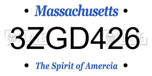 3ZGD426 Massachusetts License Plate