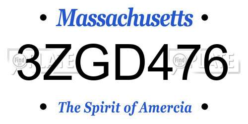 3ZGD476 Massachusetts License Plate