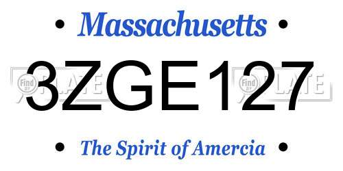 3ZGE127 Massachusetts License Plate