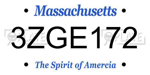 3ZGE172 Massachusetts License Plate
