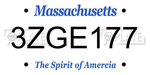 3ZGE177 Massachusetts License Plate