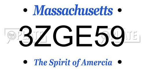 3ZGE59 Massachusetts License Plate