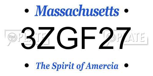 3ZGF27 Massachusetts License Plate
