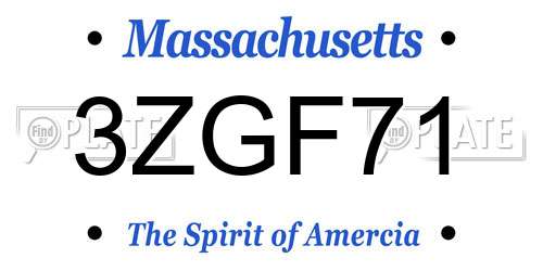 3ZGF71 Massachusetts License Plate