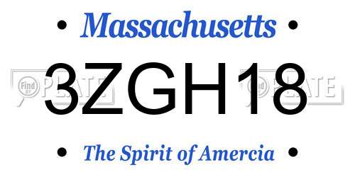 3ZGH18 Massachusetts License Plate