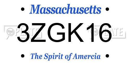 3ZGK16 Massachusetts License Plate