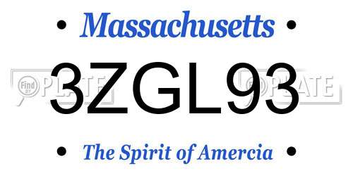 3ZGL93 Massachusetts License Plate