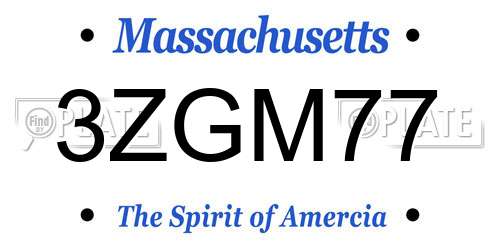 3ZGM77 Massachusetts License Plate