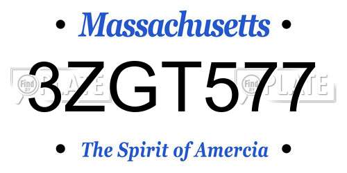 3ZGT577 Massachusetts License Plate