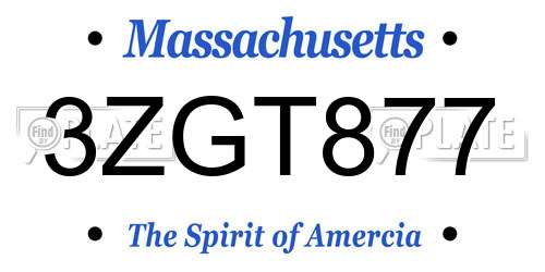 3ZGT877 Massachusetts License Plate
