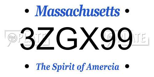 3ZGX99 Massachusetts License Plate