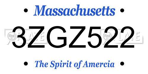 3ZGZ522 Massachusetts License Plate