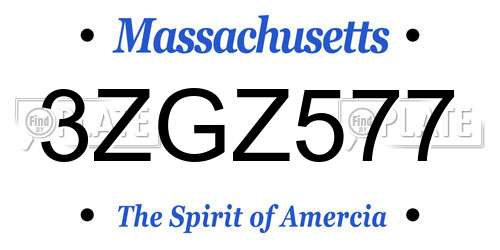 3ZGZ577 Massachusetts License Plate