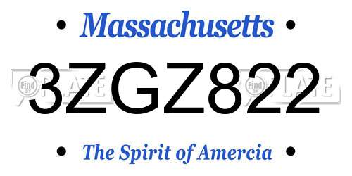 3ZGZ822 Massachusetts License Plate