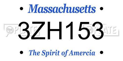 3ZH153 Massachusetts License Plate