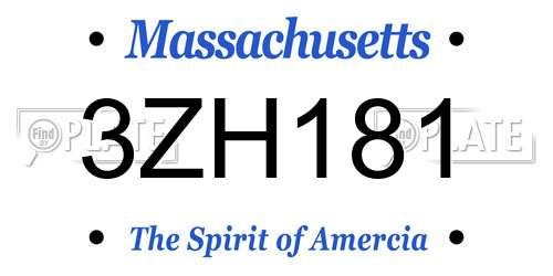 3ZH181 Massachusetts License Plate