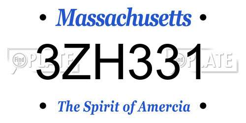 3ZH331 Massachusetts License Plate