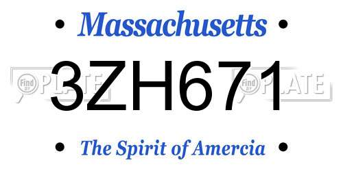 3ZH671 Massachusetts License Plate