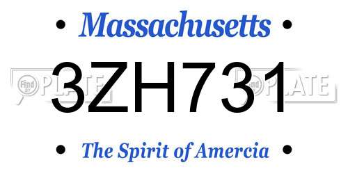 3ZH731 Massachusetts License Plate