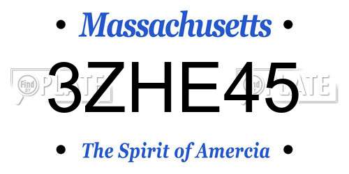 3ZHE45 Massachusetts License Plate