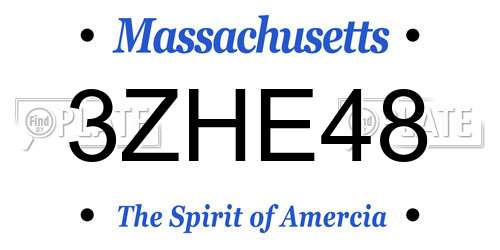 3ZHE48 Massachusetts License Plate