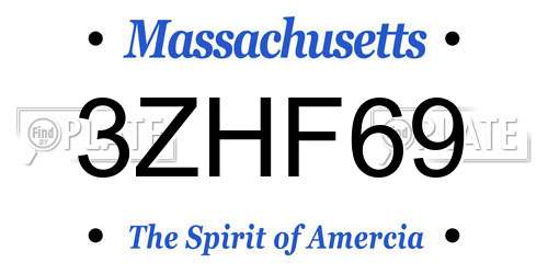 3ZHF69 Massachusetts License Plate