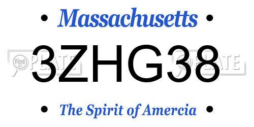 3ZHG38 Massachusetts License Plate