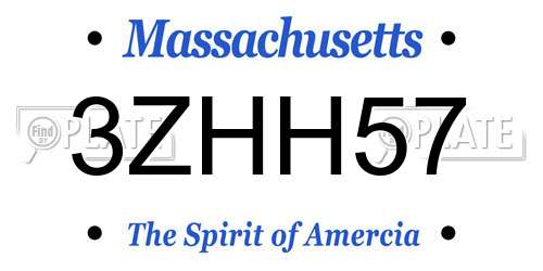 3ZHH57 Massachusetts License Plate