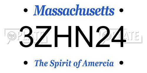 3ZHN24 Massachusetts License Plate