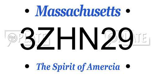 3ZHN29 Massachusetts License Plate