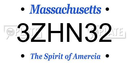 3ZHN32 Massachusetts License Plate