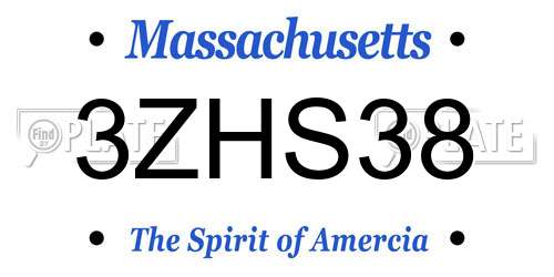 3ZHS38 Massachusetts License Plate