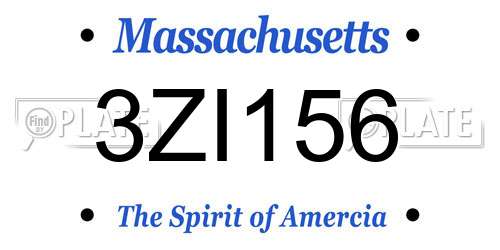 3ZI156 Massachusetts License Plate