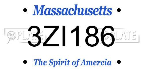 3ZI186 Massachusetts License Plate