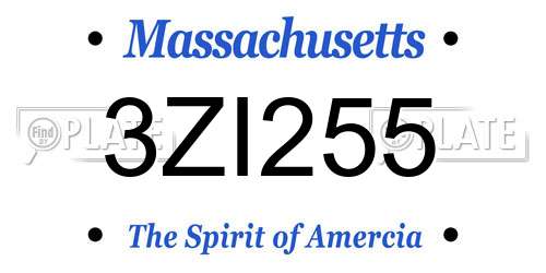 3ZI255 Massachusetts License Plate