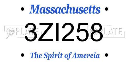3ZI258 Massachusetts License Plate
